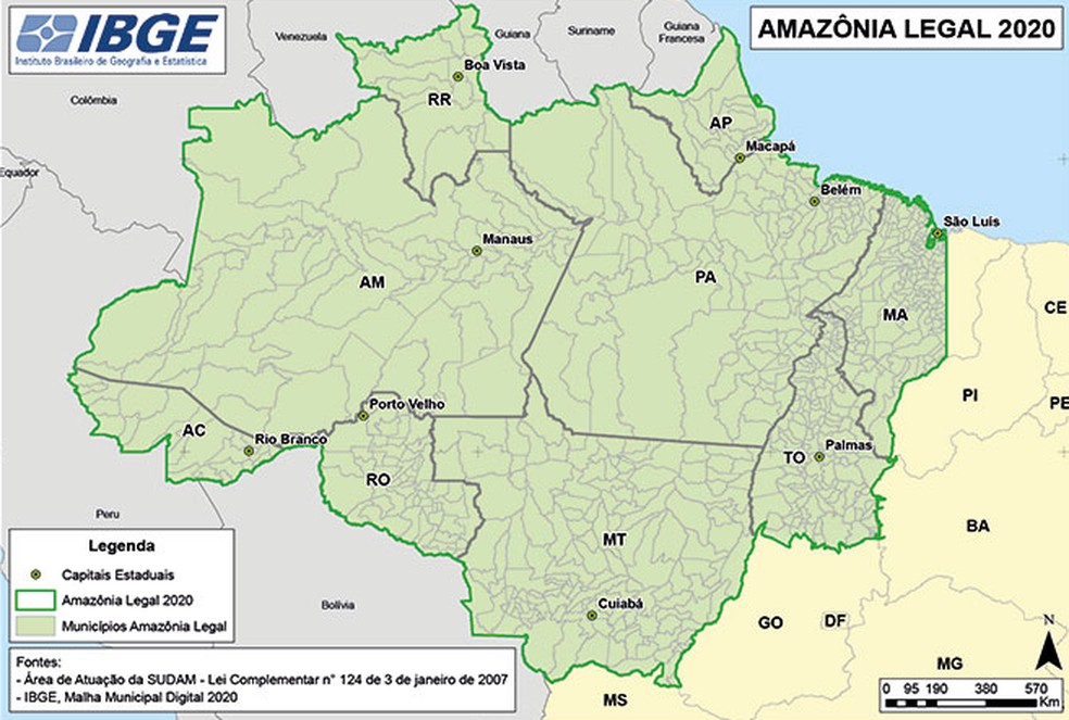 Imagem de mapa da Amazônia Legal de 2020
